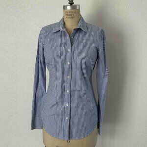 Women's JCrew blue/white striped, cotton, slim fit, long sleeve shirt